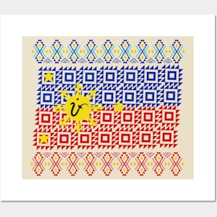 Phil.Flag Art Pattern / Baybayin word 'PI' (Pilipinas) Posters and Art